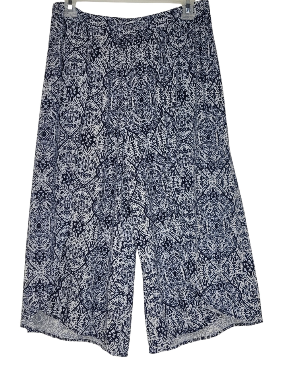 Joe B Blue and White Paisley Palazzo Wide Split Leg Pants Womens Size M